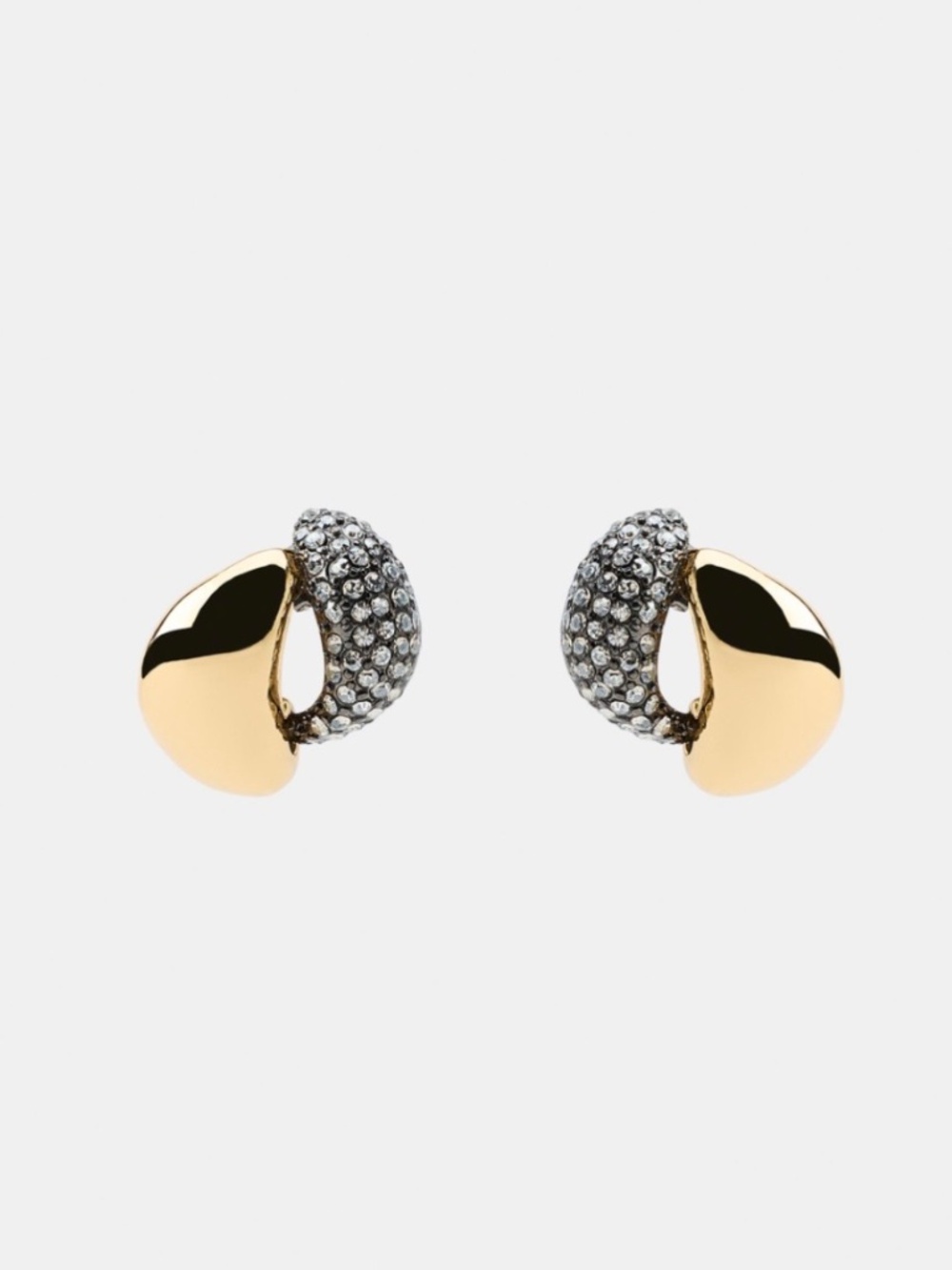 Zara Double Hoop Rhinestone Gold Cuff Huggies Earrings Zinc Titanium Glass NWT
